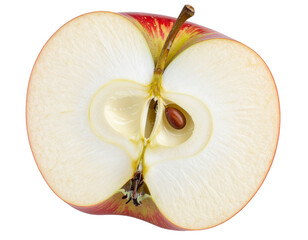 Half-Cut Apple with Seeds and Juicy Flesh, Isolated PNG