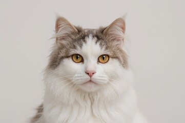 Obraz premium Lone white cat with gray markings from Europe