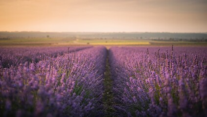 Obraz premium Summer field covered with lavender blossoms