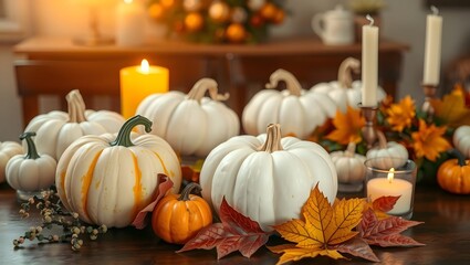 pumpkins and autumn leaves