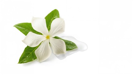 Isolated white jasmine blossom on a plain white backdrop with clipping path.
