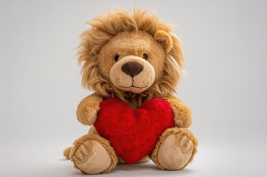 Heart-shaped red emblem with lion