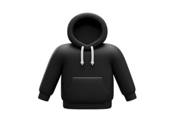 Black Hoodie Mockup: Apparel Design Template for Branding and Merchandise isolated on transparent background