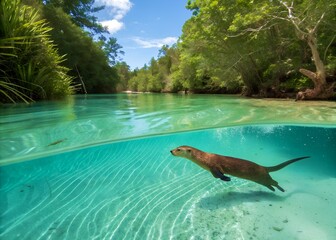 Animal swimming in the water AI Generated