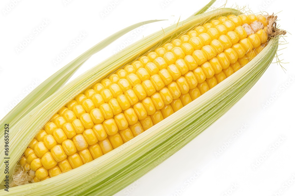 Poster fresh corn isolated on a white background with clipping path