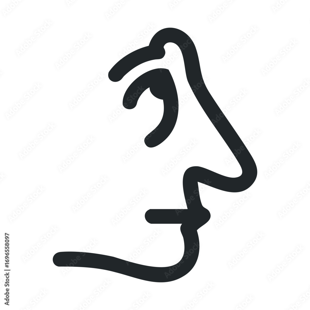 Poster outline of a face profile in minimalist style for modern design use. vector line illustration