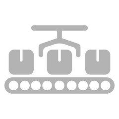 conveyor belt icon with boxes, factory, on a white background, vector illustration
