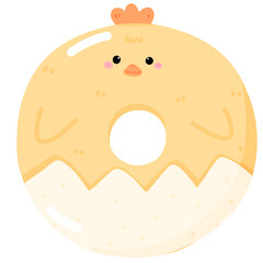 Kawaii Animal Donuts, Cute Dessert Illustrations with Animal Face