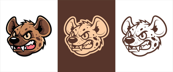 Cartoon Hyena Head Emblem with Fierce Expression