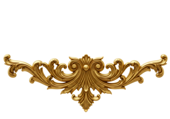 Gold Ornate Decorative Element isolated on transparent background