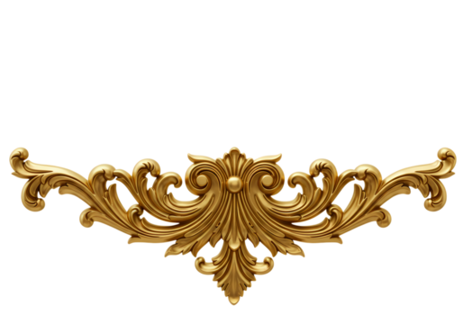 Gold Ornate Decorative Element isolated on transparent background