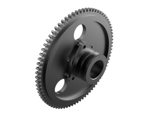Industrial Diesel Engine Flywheel 3D Render: Clean Design Silver Mechanical Gear for Heavy Duty...
