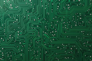 Soldered electronic components on a green PCB design