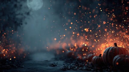 Halloween dark-themed abstract flyer with fiery atmosphere