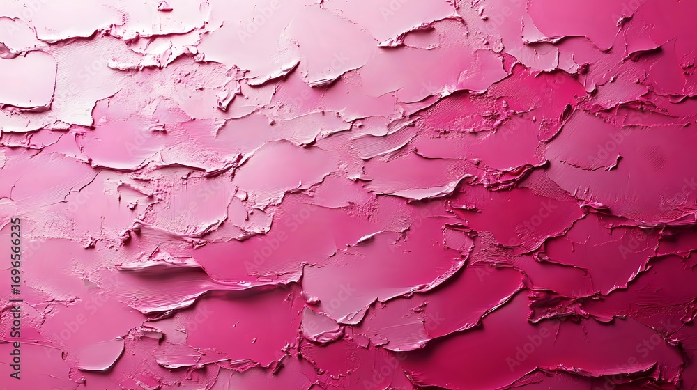 Poster thick textured pink paint strokes creating abstract pattern with rough surface and peeling effect. d