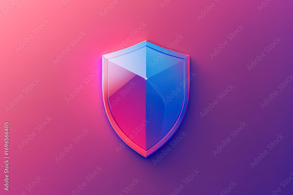 Poster colorful shield icon with a modern design, featuring a gradient effect and smooth edges, symbolizing