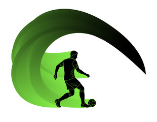 Soccer Player in Dynamic Action: A graphic illustration showcasing a soccer player in dynamic action, skillfully maneuvering the ball with a sense of movement and vigor.