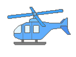 Pixel Art Blue Helicopter Design