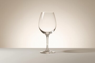 Fototapeta premium Clear empty wine glass against a plain white backdrop