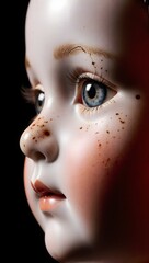 Fototapeta premium Antique Porcelain Doll Nostalgic Side Face Profile