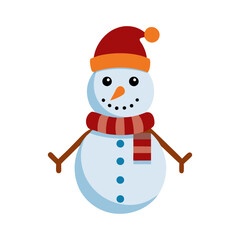 vector snowman with broom