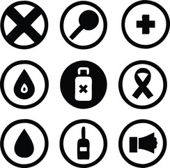 Diabetes awareness icons set medical health care symbols for information vector