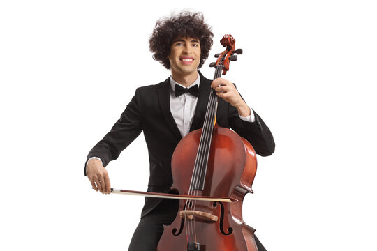 Young man with a chello and a fiddle