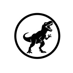 Circular Badge T-rex Silhouette Logo With Dinosaur Inside the Circle, Vector Outline