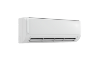 White Cassette Air Conditioner Unit: HVAC System Close-Up isolated on transparent background