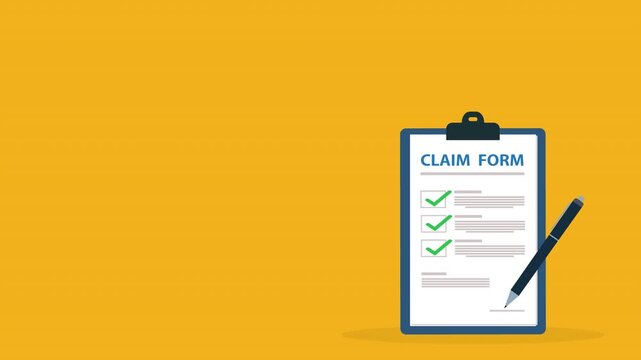 Clipboard claim form. Online claim form. Vector illustration. 