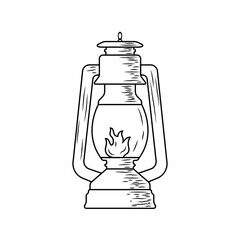 line illustration of petromax vector design with vintage style 