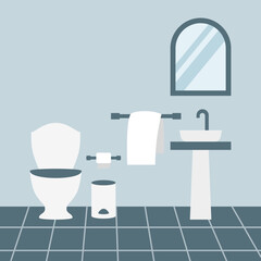 flat illustration of modern bathroom interior design vector