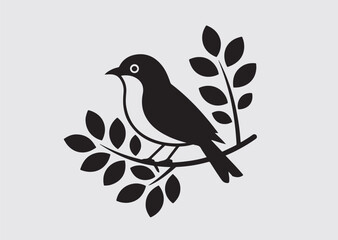 Fototapeta premium Black Bird Perched vector icon, Bird Perched vector silhouette