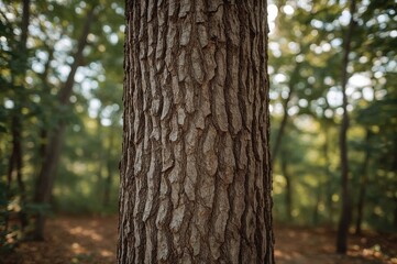 Obraz premium Tree trunk with sharp focus at the base and blurred upper section