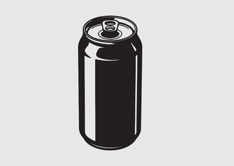 Fototapeta premium Black Aluminum Beverage Can vector icon, Beverage Can vector silhouette