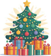 Cute a illustrator vector Christmas tree