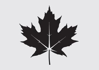 Fototapeta premium Black seven-pointed leaf vector icon, vector silhouette