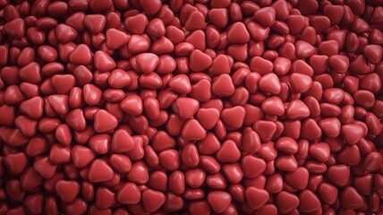 Fototapeta premium Pile of Red Heart Shaped Candies candy sweet