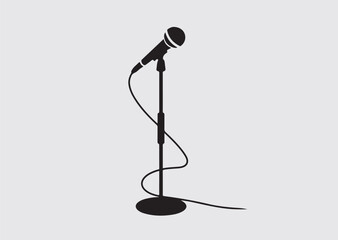 Black  microphone stand vector icon, vector silhouette