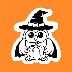 Adorable owl with wizard hat cartoon image