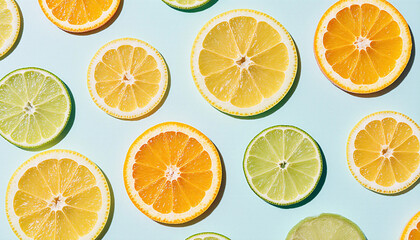 Fototapeta premium Citrus Fruit Slices: Refreshing & Colorful