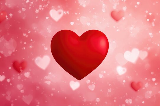 Naklejki Festive red heart with blurred lights for love celebration
