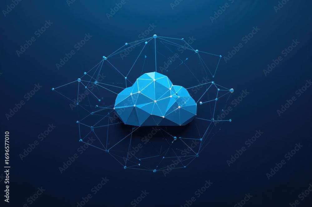 Fototapete the concept of cloud computing involves transferring data to a remote server. a large cloud symbol i