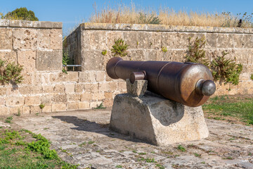 Napolean's cannons on the Eastern Wall Promenade in Acre, Akko in Israel.
