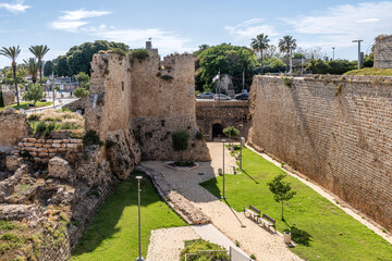 Fototapeta premium The Moat Garden next to the Eastern Wall Promenade in Acre, Akko in Israel.