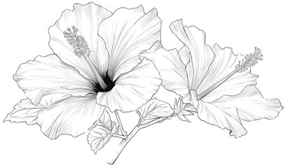 Fototapeta premium Elegant black and white hibiscus blossoms