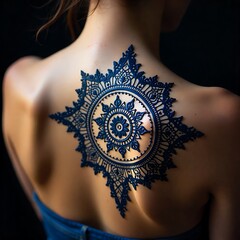 Intricate Henna Design on a Woman's Back