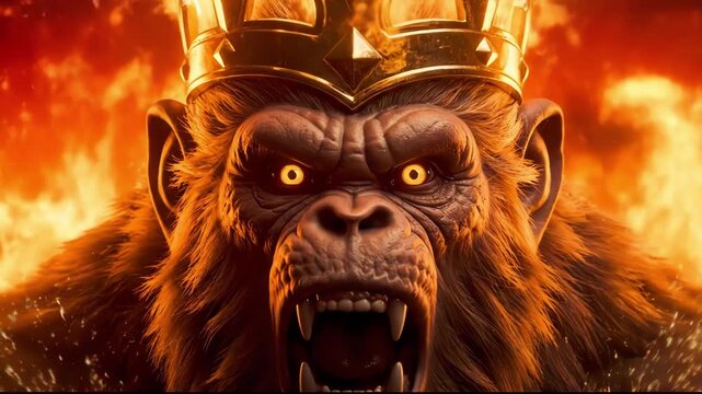 Fiery Primate King: A Majestic, Intense Portrait