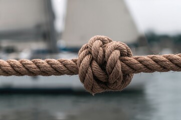 Fototapeta premium Detailed view of a tied rope segment