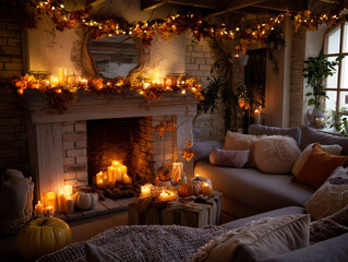 Cozy Living Room on Thanksgiving Evening